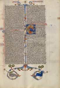Iniziale E: Ezechiele sogna i simboli dei quattro evangelisti da Unknown artist