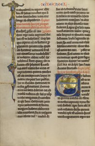 Iniziale E: La visione di Ezechiele del Tetramorfo da Unknown artist