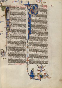 Iniziale I: frate domenicano con un libro; iniziale P: Salomone che istruisce l