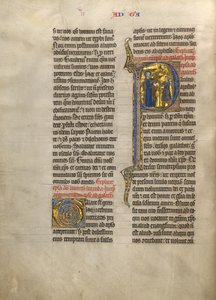 Iniziale P: San Paolo consegna un libro a un messaggero da Unknown artist