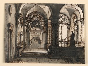 Interno di edificio ecclesiastico da Unknown artist