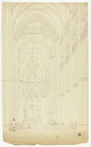 Interno di una cattedrale gotica da Unknown artist