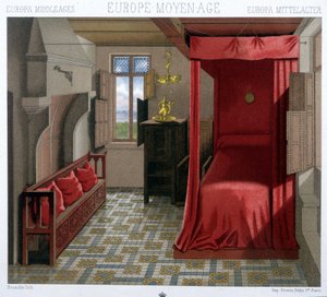 Interno di una casa nel XV e XVI secolo. In "Le costume historique" di A. Racinet da Unknown artist