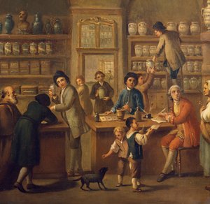 Interno di una farmacia, dipinto di un artista sconosciuto da Unknown artist