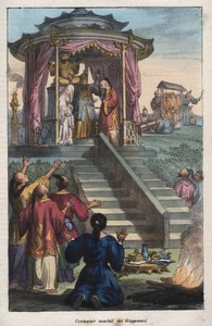 Matrimoni giapponesi - Cerimonia di matrimonio giapponese - incisione da 