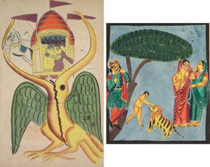 Jatayu ostacola il carro di Ravana, cercando di impedire il rapimento di Sita da Unknown artist