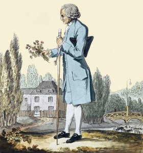 Jean-Jacques Rousseau (1712-78) che raccoglie erbe a Ermenonville, giugno 1778 - Rappresentazione del filosofo Jean Jacques Rousseau (1712-1778) che raccoglie fiori a Ermenonville da Unknown artist