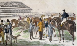 Fantini e i loro cavalli prima della corsa - incisione, c. 1850 da Unknown artist