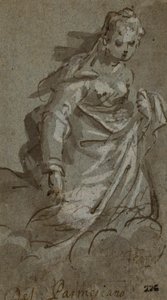 Figura femminile inginocchiata e con le nuvole (recto); schizzi di figure (verso) da Unknown artist