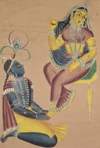 Krishna che Accarezza i Piedi di Radha da Unknown artist