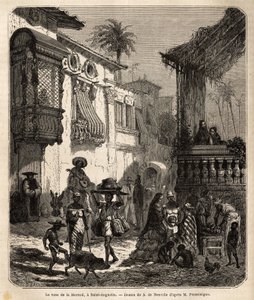 La casa de la Merced (ora Mercy Street) a Saint Augustine, la città più antica degli Stati Uniti (Stati Uniti), fondata dagli spagnoli nel 1565; strada principale della città, piccola e popolosa, con vari animali e un singolare miscuglio di vari tipi ameri