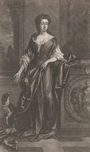 Signora (con cane, appoggiata a un piedistallo con bassorilievo di cornucopia) da Unknown artist