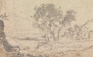 Schizzo di paesaggio con un albero da Unknown artist