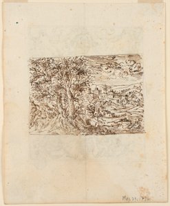 Paesaggio; verso: Disegno Grottesco