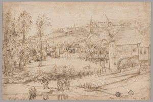 Paesaggio con fiume e mulino da Unknown artist