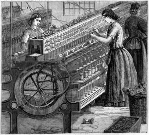 Grandi industrie inglesi: filatura del cotone di Walter Evans in Inghilterra nel 1863. La torsione del filo da Unknown artist