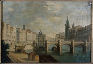 Le Grand Bras du Pont-Neuf e la pompa della Samaritaine, circa 1800, attuale 1° arrondissement, tra il 1795 e il 1805