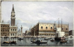 Le mole visto dal canale - in "Album delle principali vedute di Venezia", ill. di Marco Moro, ed. Gio Brizeghel, v.1840