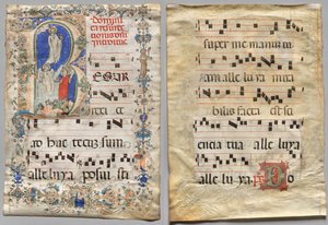 Foglio da un Graduale: Iniziale Istoriata R: La Resurrezione (recto) e Iniziale D (verso)