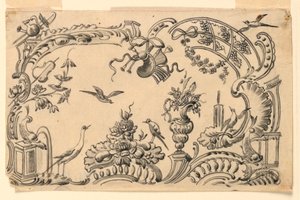 Foglia con motivi per decorazioni di tabacchiere da Unknown artist