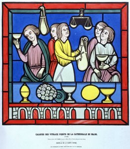 Les changeurs du Mans - Fac simile di una vetrata della Cattedrale di Le Mans del XIII secolo. Strato del XIX secolo. da Unknown artist