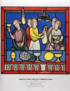 I cambiavalute di Le Mans - Vetrata dipinta dalla Cattedrale di Le Mans