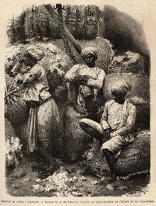 Gli operai Parsi a riposo, al mercato del cotone di Bombay. Incisione per illustrare il viaggio nelle province meridionali dell