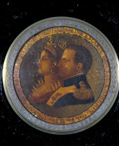Coperchio di una tabacchiera con ritratti di Napoleone I e Giuseppina. Milano, Museo del Risorgimento