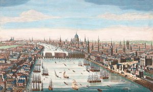 Londra nel XVIII secolo, Vista sul Tamigi verso il London Bridge e la Cattedrale di San Paolo da Unknown artist