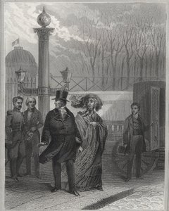 Luigi Filippo e la sua famiglia fuori dal Palazzo delle Tuileries - Abdicazione di Luigi Filippo I, 24 febbraio 1848 e istituzione della Seconda Repubblica - Rivoluzione di febbraio 1848. Il popolo assaltò le Tuileries il 24 febbraio 1848 dopo il re