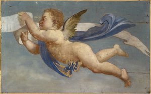 Amore che tiene un cartiglio. Dipinto decorativo, tra il 1801 e il 1900