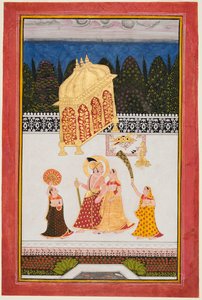 Maharana Ari Singh II di Mewar (r. 1761-73) con la sua consorte su una terrazza da Unknown artist