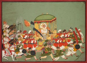 Maharao Chattar Sal (regnò 1758-64) di Kota in una portantina