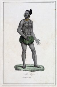 Uomo delle Isole Byron con tatuaggi (Polinesia) - in "I diversi popoli della terra" di Abate Paul Jonhanneaud, Libreria dei Buoni Libri da Unknown artist