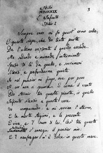 Manoscritto di "Idilli" del poeta italiano Giacomo Leopardi (1798 - 1837) XIX secolo da Unknown artist