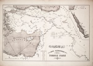 Mappa della Turchia che mostra i cavi telegrafici e le stazioni da Unknown artist