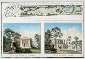 Mappa del giardino e della casa dello scrittore e drammaturgo francese Pierre Augustin Caron de Beaumarchais (1732-1799)