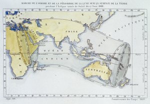 Mappa, pubblicata dal Bureau of Longitudes, che mostra il percorso dell