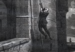 Masers De Latude che fugge dalla Bastiglia - Fuga dalla Bastiglia di Jean Henry, detto Danry, detto Masers de Latude (1725-1805) - incisione in 