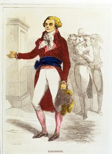 Maximilien Robespierre, acquaforte colorata a mano (acquaforte colorata a mano) da Unknown artist