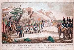 Incontro di due imperatori dopo la battaglia di Austerlitz, 4 dicembre 1805 (Napoleone Bonaparte e Francesco II, Sacro Romano Imperatore) (incisione)