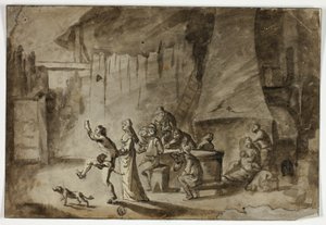 Uomini e donne in taverna da Unknown artist