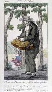 Venditore di castagne con zucchero - in "Cris de Paris", inizio XIX secolo da Unknown artist