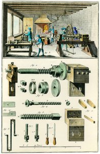 Fabbricazione del metallo, il mulino da taglio da Unknown artist