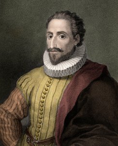 Miguel de Cervantes Saavedra 1547-1616 - incisione - XIX secolo
