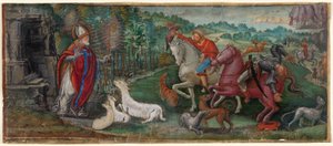 Miracolo del cervo di San Bassiano, da un libro corale da Unknown artist