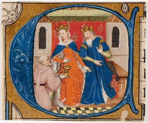 Neemia davanti al re Artaserse, iniziale "C" di una Bibbia da Unknown artist