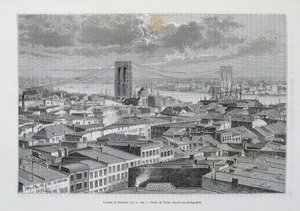 New York e il Ponte di Brooklyn in costruzione - in "Il giro del mondo", 2° semestre 1881 da Unknown artist
