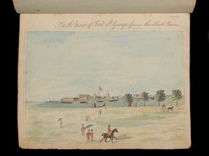 Vista nord del Forte St George di fronte alla città nera, c.1800 (acquerello)