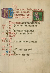 Pagina del calendario di novembre; Raduno del legno da Unknown artist